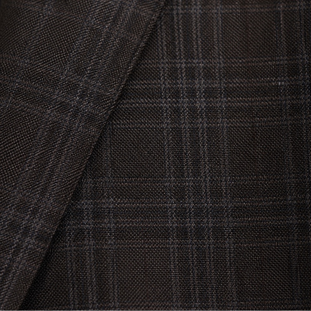 Isaia Double-Breasted Charcoal Glen Plaid Suit with Private Label Red Silk Tie - Picture 5 of 6